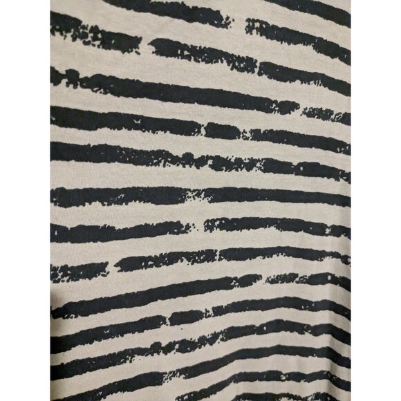 Norm Thompson Prima Womens 3/4 Sleeve Painted Striped Shirt Top L Tan Black - Picture 3 of 4